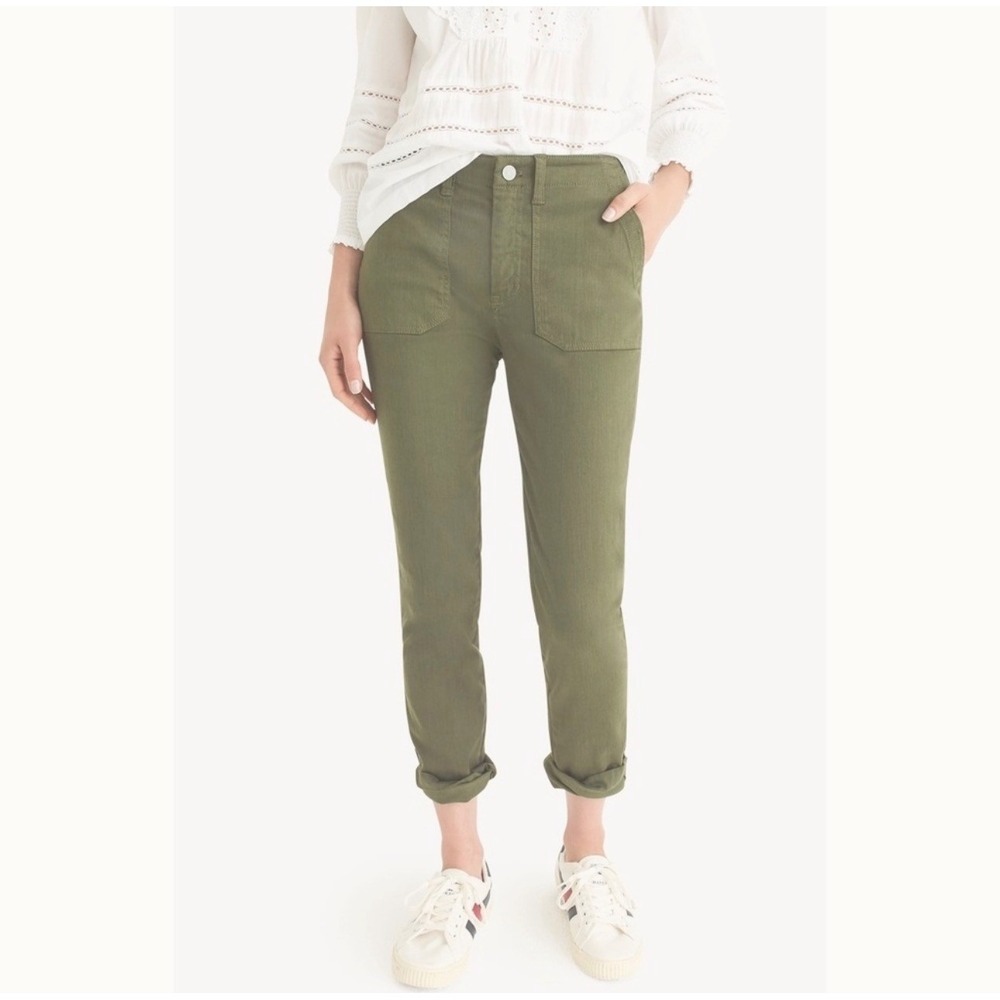 J.Crew High-Rise Utility Slim Pant Moss Green Size 26 Military Cargo Trouser